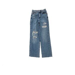 Garage Wide Leg Distressed Raw Hem Women's size 00 Medium Wash Blue Denim Jeans